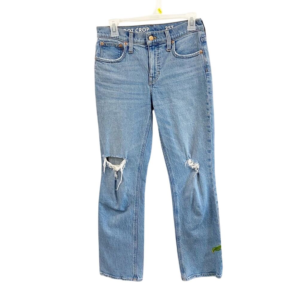 J.Crew Tall 25T Distressed Demi-Boot Crop Jeans Lyocell Stretch BH773‎